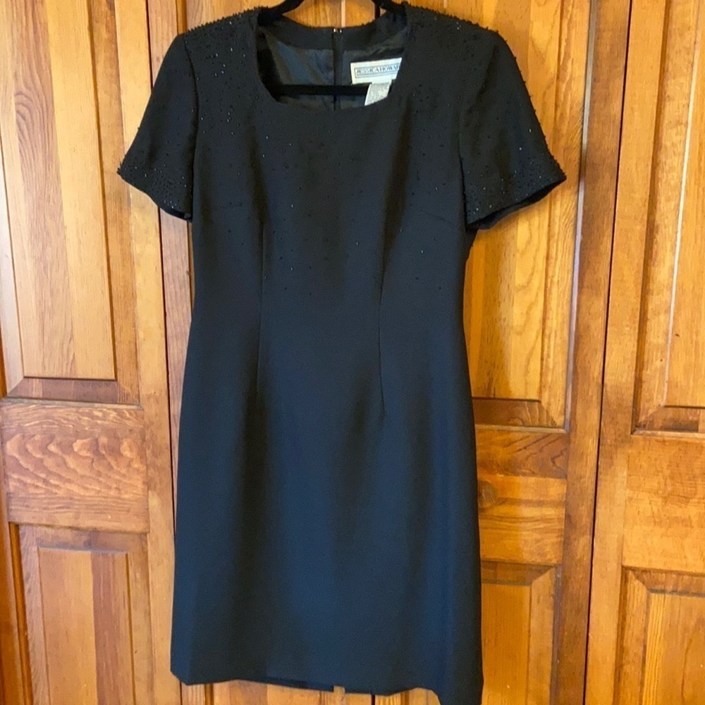 Jessica Howard Black Dress with Beading Dressy LBD Little Black Dress
